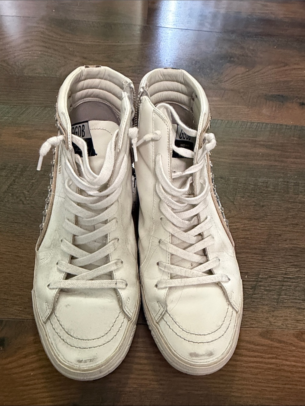 Golden Goose Slide Crystal Leather Mid Sneakers Size 41 - no box worn twice!